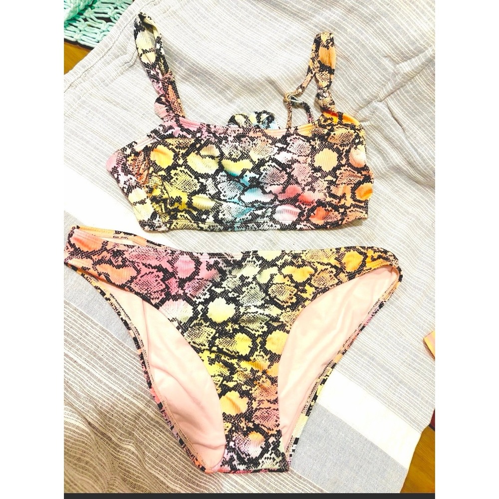 Xhilaration Multicolored Snakeskin Bikini Set- New  - swimsuit XL